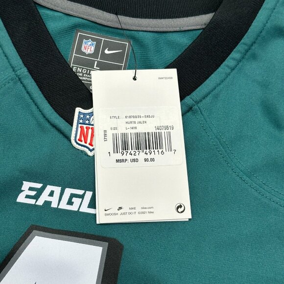 Nike Jalen Hurts Jersey Youth Boys Size L Midnight Green Philadelphia Eagles 90$ - Picture 8 of 16